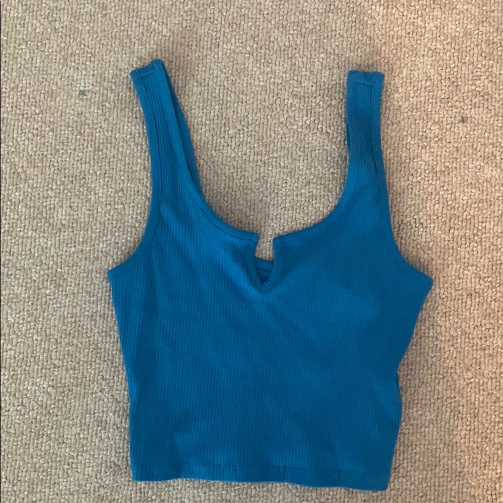 Bright blue tank top